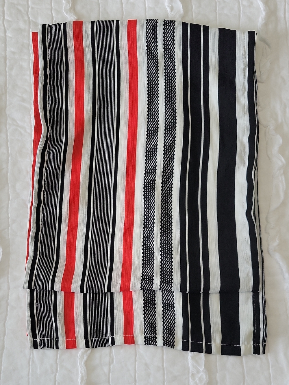 Kisua Africa Silk Striped Scarf Black Red White 60" x 11.5" Head/Hair/Neck Rare